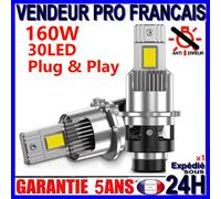 Lampadina Led D2S Ventilata Bianca Xenon 6000K Per Fari Auto Anti Errore 160W