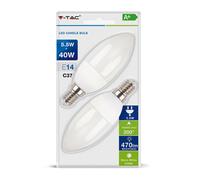 LAMPADINA LED E14 5,5W BIANCO CALDO A CANDELA 2 PEZZI VT-2106-LED7291 V-TAC