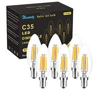 Lampadina LED E14 Dimmerabile, Lampadine LED Candela, 4W Equivalenti a 40W Incandescenza Lampadina, 400Lm Luce Bianca Calda 2700K Filamento Lampade, 6 Pezzi