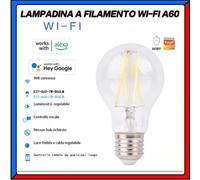 Lampadina Led E27 A60 a Filamento 7w Smart Controllo Remoto Vocale Alexa Google