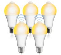LAMPADINA LED E27 SENSORE DI MOVIMENTO 5 PEZZI LUCE INTELLIGENTE RISPARMIO ENERG