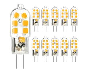 Lampadina LED G4 bianco caldo 3000K 200 lumen 2W 12V AC DC invece di 20W alogena, non dimmerabile, lampadina LED a doppio ago G4 invece di coperta, campeggio, auto e barca marina - 10 confezioni