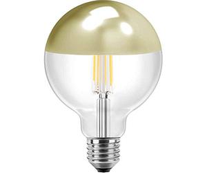 Lampadina LED Globeform G125, 7 W, E27, 645 lm, 2700 K, vetro trasparente con testa a specchio dorata
