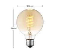 Lampadina LED Lucande E27 G95 4 W 2.700 K dimmerabile, colore ambra LUCANDE