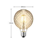 Lampadina LED Lucande E27 G95 4W 2.700K dimmerabile, colore ambra LUCANDE
