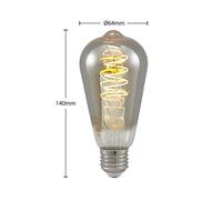 Lampadina LED Lucande E27 ST64 4W 1.800K dimmerabile titanio, confezione da 2 LUCANDE