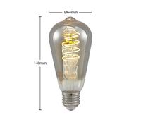 Lampadina LED Lucande E27 ST64 4W 1.800K dimmerabile titanio, confezione da 5 LUCANDE