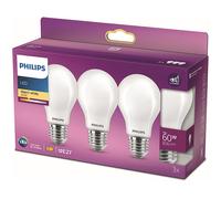 Philips Pack 3 Lampadine LED Classiche 60W A60 E27 Bianco Caldo 2700K