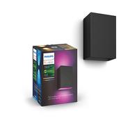 Philips Hue White and Color Ambiance Resonate, Lampada da Parete Smart LED, Luci LED Esterno, Lampada da Esterno a Parete con Doppia Illuminazione Sopra/Sotto, LED Integrato, Nera