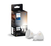 Philips Hue White Ambiance, Faretto LED Smart GU10, Luce Bianca da calda a fredda, 400lm, Compatibile con Bluetooth, Controllo vocale con Alexa, Apple Home e Google Assistant, pack da 2