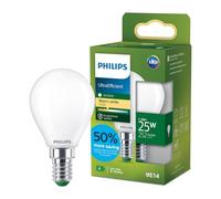 Lampadina LED Philips UltraEfficient Opaca P45, Attacco E14 Piccolo Edison, Classe Energetica A, 252 lm, Equivalente 25W, Bianco Caldo (2700K), 50.000 ore, Pacco da 1