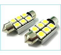 Lampadina Led Siluro Canbus T11 C5W 36mm 6 SMD 5050 12V Luci Targa Con Dissipatore