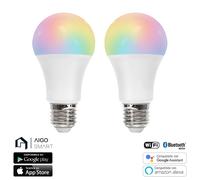 Lampadina Led Smart A60 E27 12W WiFi Bluetooth Mesh RGB CCT luce regolabile e dimmerabile confezione da 2pz Aigostar