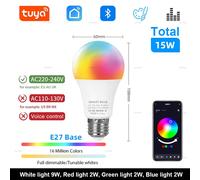Lampadina LED Smart Tuya E27 B22 15W 18W RGBCW Bluetooth Anche App Alexa
