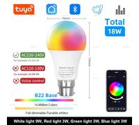 Lampadina LED Smart Tuya E27 B22 15W 18W RGBCW Bluetooth Anche App Alexa