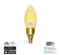 lampadina smart led filamento a candela c35 ambrata 4.5w e14 wifi cct 2700k-6500k 470 lumen d35h119mm alexa e google assistant