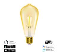 Lampadina Led Vintage a Filamento Smart ST64 E27 6W WiFi CCT luce regolabile e dimmerabile Aigostar