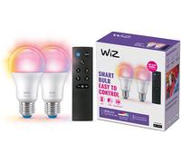 WiZ A60 LED opaco WiFi E27 8,5W RGBW telecomando set di 2 WiZ