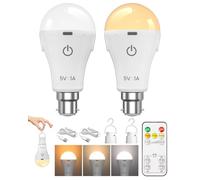 Lampadina ricaricabile B22 con telecomando, 3 colori e dimmerabile, luce di emergenza ricaricabile tramite USB, batteria da 2600 mAh fino a 24 ore, nessun cablaggio necessario per interruzioni di
