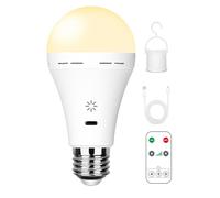 Lampadina Ricaricabile USB C Con Telecomando, 7W Lampadina Batteria, E27 Lampadina LED Dimmerabile Touch Control Con Funzione Temporizzazione, Luci Di Emergenza Campeggio Con Gancio,3000k/1 pack