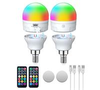 Lampadina Ricaricabile USB-C con Telecomando,AC100-240V E14 LED 7W,RGBCCT Dimmerabile Touch Control Lampadine Ricaricabile con Timer e Batteria,2000mAh Luce di Emergenza Esterna con Magnetico,2 Pack