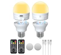 Lampadina ricaricabile USB-C con telecomando, AC100-240V E27 lampadine LED 7 W, CCT dimmerabile touch control ricaricabile lampadina con timer e batteria, 2000 mAh, luce di emergenza esterna con