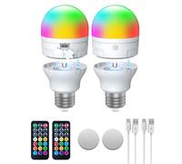 Lampadina Ricaricabile USB-C con Telecomando,AC100-240V E27 LED 7W,RGBCCT Dimmerabile Touch Control Lampadine Ricaricabile con Timer e Batteria,2000mAh Luce di Emergenza Esterna con Magnetico,2 Pack