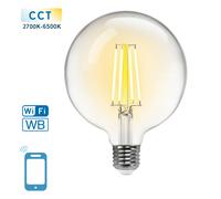 Lampadina Led a Filamento Smart G125 E27 6W WiFi CCT luce regolabile e dimmerabile Aigostar