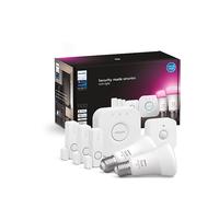 Philips Hue Secure, StarterKit, Lampadina Smart, Luce da Bianca a Colorata, 9W, 3 Sensori di Contatto, Sensore di Movimento, Hue Bridge