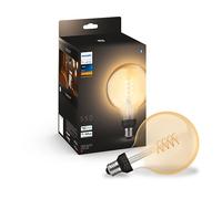 Philips Hue White Filament, Lampadina LED Smart a Filamento Globo, Luce Bianca Calda, Dimmerabile, Attacco E27