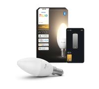 Lampadina LED a candela Philips Hue Smart, B39, E14, Pacco da 1, Luce Bianco Caldo 2700 K, 470 lm, Regolazione della Luminosità bassa, Alexa, Google Home, Apple Home
