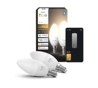 Philips Hue Smart Lampadina LED a forma di candela, B39, E14, Pacco da 2, Luce Bianco Caldo 2700 K, 470 lm, Regolazione della Luminosità, Compatibile con Alexa, Google Home e Apple Home