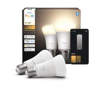 Philips Hue LED A60, Lampadine smart E27, Confezione da 2 | Luce bianca calda, 9,5 W, 1100 lm, Dimmerabili fino allo 0,2%, 25000 ore, Smart Home, Compatibili con Alexa & Apple Home