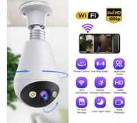 Lampadina telecamera WIFI 2.4G 1080P, mini telecamera IP smart casa panoramica a 360° HD, E27 per interni ed esterni, telecamera di sorveglianza a cupola 2.4G, baby monitor per animali domestici, audi
