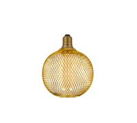 Lampadina Tonda Contemporanea Rete Metallica Acciaio Oro E27 3,5W 1800K