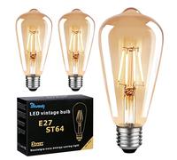 Lampadina Vintage Edison, E27 Lampadina LED Edison 4W Equivalenti a 40W, 400LM Luce Bianca Calda 2700K, ST64 Vintage Retro Stile Luce Filamento Lampadine Decorativo per Casa Bar Caffe, 3 Pezzi