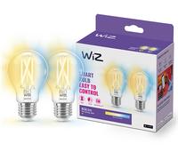 WiZ Lampadina Smart WiFi, Luce Bianca da Calda a Fredda Dimmerabile, Filamento, 2 Pezzi, E27, 7W, Tecnologia SpaceSense, Controllo Vocale (Alexa, Apple HomeKit, Google Home)
