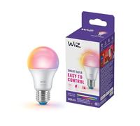 Lampadina WiZ Smart LED A60, a colori e bianco Regolabile, attacco E27, equivalente 60 W, 806 lumen, intensità regolabile, compatibile con Alexa, Google Assistant e Apple Home, conf. da 1