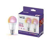 Lampadina WiZ Smart LED A60, bianco Regolabile e a colori, attacco E27, equivalente 100 W, 2.200-6.500 K, 1.521 lumen, int. regolabile, compatibile con Alexa, Google Assistant e Apple HomeKit,