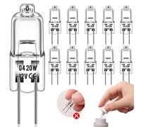 Lampadine Alogene G4 （10 pezzi）12V 20W 2800K Luce bianca calda dimmerabile lampadina alogena Per la sostituzione di lampadari di cristallo, luci di segnalazione, illuminazione della cucina, ecc.