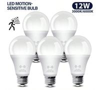 Lampadine con sensore di movimento, A19, 6000K luce diurna/3000K luce calda, lampadina di sicurezza con sensore di movimento crepuscolare-alba, E26/E27, 12W (equivalente a 100W), confezione da 5 pezzi