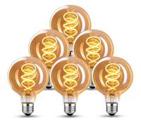 Lampadine E27 Vintage 4W Dimmerabile Edison Retro G80 - Ambra, 6 pezzi | Lampadine LED E27 luce calda 2200K filamento LED Retro Decorativo per la nostalgia e l'illuminazione retrò in casa Café Bar