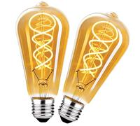 Lampadine E27 Vintage 4W Dimmerabile Edison Retro ST64 - Ambra, 2 pezzi | Lampadine LED E27 luce calda 2700K filamento LED Retro Decorativo per la nostalgia e l'illuminazione retrò in casa Café Bar
