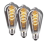 Lampadine E27 Vintage 4W Dimmerabile Edison Retro ST64 - Grigio, 3 pezzi | Lampadine LED E27 luce calda 2700K filamento LED Retro Decorativo per la nostalgia e l'illuminazione retrò in casa Café Bar