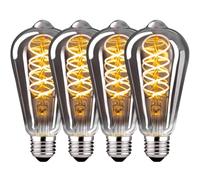 Lampadine E27 Vintage 4W Dimmerabile luce calda ST64 - Grigio, 4 pezzi | Lampadina LED E27 Vetro Ambrato filamento LED Retro Decorativo per la nostalgia e l'illuminazione retrò in casa Café Bar