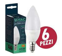 10 Lampadine LED E14 6.5W Candela C37 V-TAC VT-268 3000K 4000K 6500K