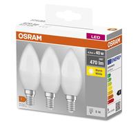 Osram Lampadina LED E14 BASE Classic B 40 | 4,9 W - 40 W equivalente a incandescenza, lampadina a LED a candela/opaca, bianco caldo - 2700 K, confezione da 3