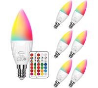 Lampadine LED E14, RGB, dimmerabili, telecomando, risparmio energetico, 6 pezzi