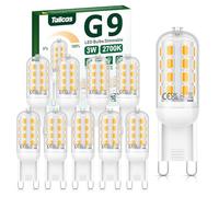 Lampadine LED G9 Dimmerabile, 3W Lampadina G9 2700K Luce Calda Equivalente a 30W Lampada Alogena, 320LM Lampadine G9 LED Risparmio energetico, Angolo a fascio 360° AC 220-240V, Confezione da 10