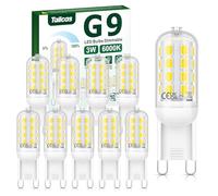 Lampadine LED G9 Dimmerabile, 3W Lampadina G9 6000K Luce Fredda Equivalente a 30W Lampada Alogena, 320LM Lampadine G9 LED Risparmio energetico, Angolo a fascio 360° AC 220-240V, Confezione da 10